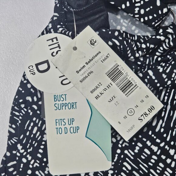 Swim Solutions Printed Triple Tier Tankini Top - Picture 8 of 10